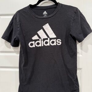 Adidas Kids Charcoal Tee with White Logo